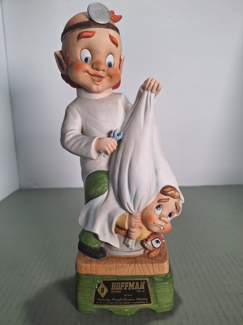 Hoffman Bourbon "Mr. Dentist" Whiskey Decanter Music Box Japan Vintage- Works!